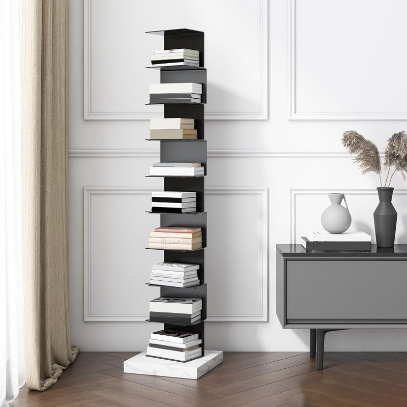 Modern Style Vertical Bookshelf Closed Back Metal Bookcase for Home