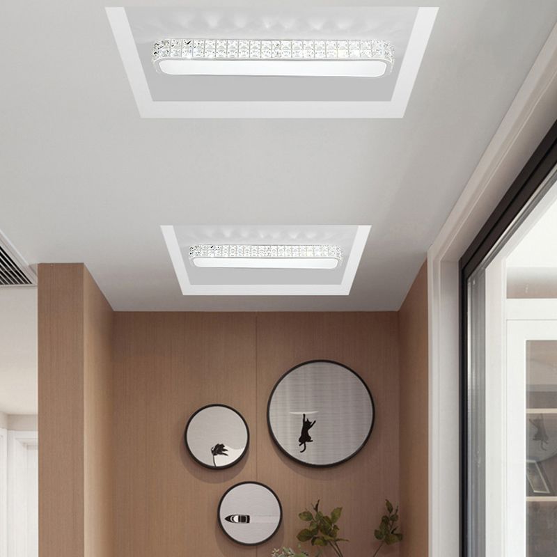 Lampe encastrée oblongue en cristal simplicité LED luminaire de plafond pour couloir
