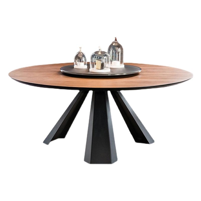 Pine Round Dining Table Black Frame Modern Dining Convertible Dining Table