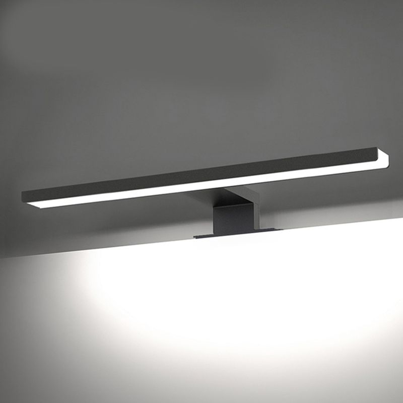 1-Light Metal Linear Shade Wall Sconce Modern Style Mirror Wall Lighting in Black