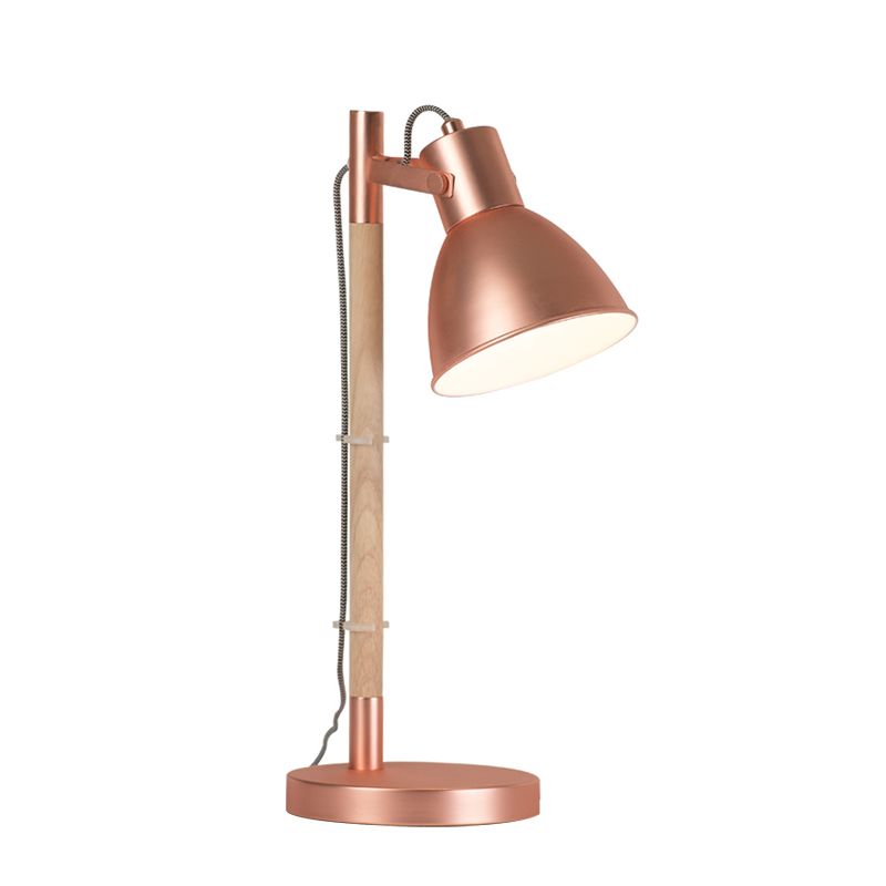 Domed Metal Handle Table Light Modern Rose Gold LED Rotatable Desk Lamp for Bedside