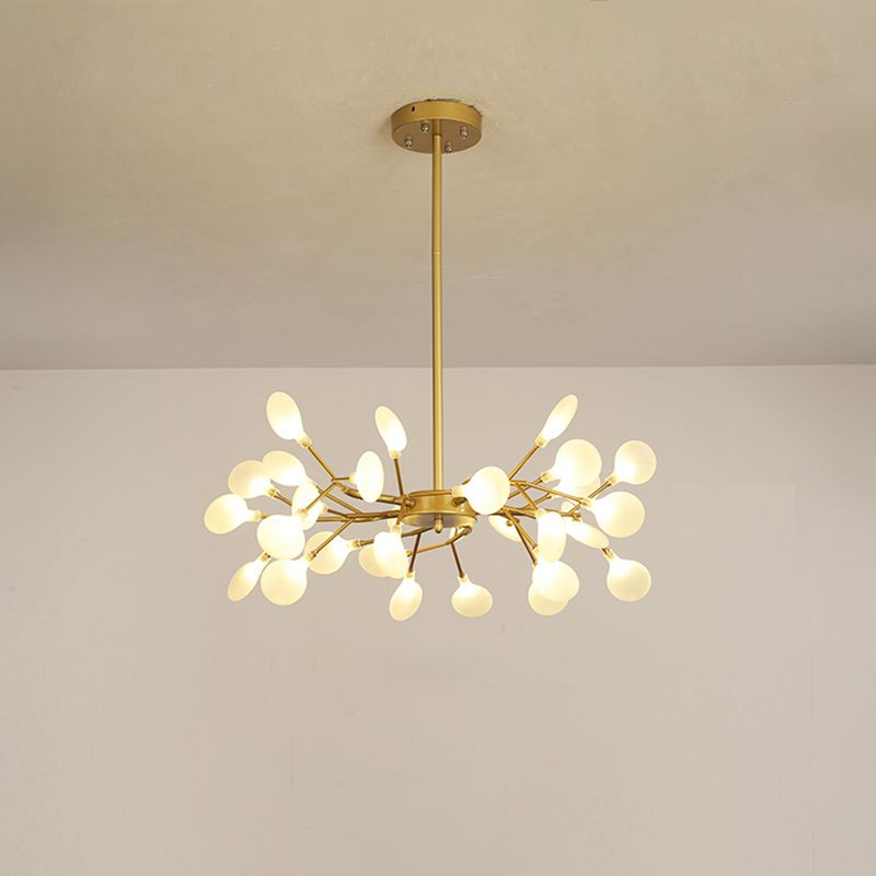 Leaf-Shaped Chandelier Light Modernist Metal LED Brass Pendant Lighting Fixture