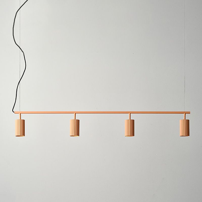 Moderne stijl cilinder eiland verlichtingsarmaturen metaal 4 lichte hanglamp armaturen