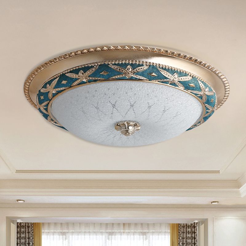 Bowl Shade Foyer Soffitto Illuminazione Vintage Opal Glass Sky Blue / Green LED Flush Montato Light Fixture, 14 "/16" W
