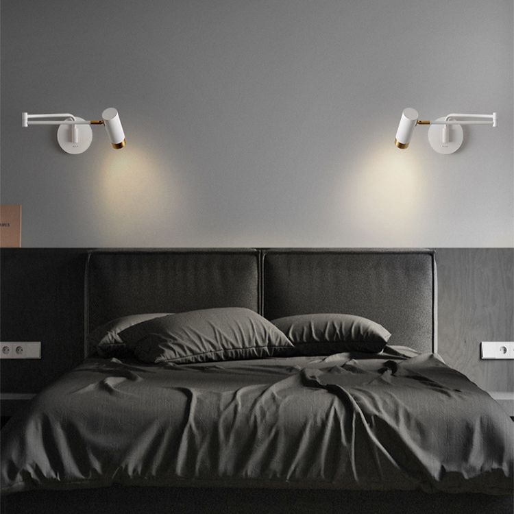 Metal Swing Arm Wall Lighting in Modern Style Half Cylinder Shade Sconce Lamp