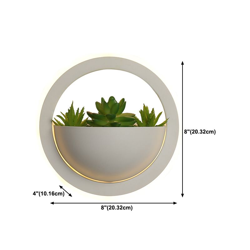 Geometry Metal Wall Light Modern Style 1 Light Wall Lamp in White(Plant Not Included)