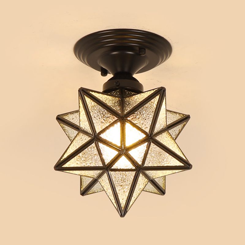 1-Light Ceiling Light Modern Ceiling Mount Light with Glass Shade for Living Room