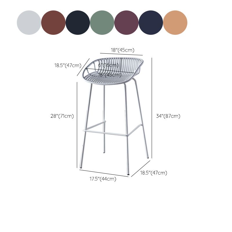 Industrial Backrest Armless Counter Stool Metal Cafe Bar Stool with 4 Legs