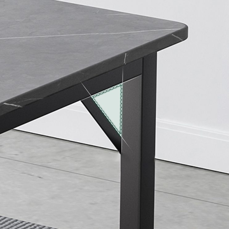 Modern Style Kitchen Rectangle Shape Dining Set Sintered Stone Standard Dining Set in Black