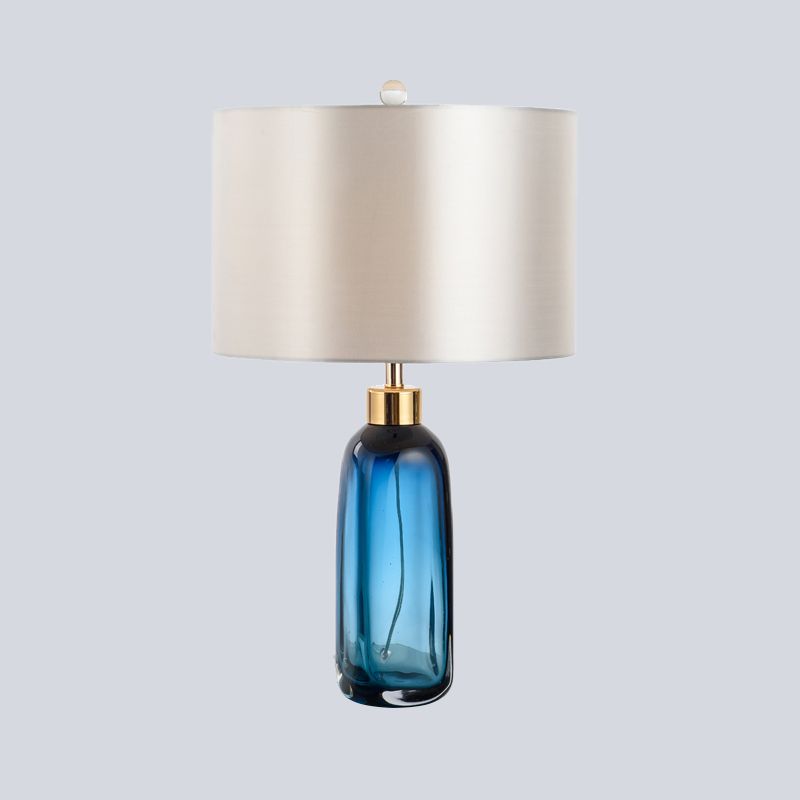 1 Tarea de estudio de bombilla Iluminación Moderna lámpara de escritorio azul moderno con sombra de tela cilíndrica