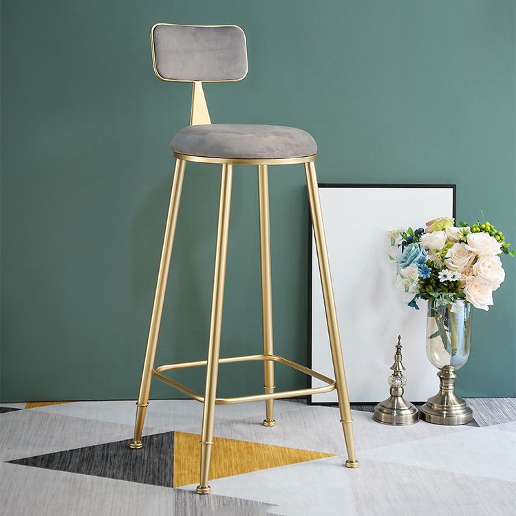 Modern Armless Counter Stool Iron Dining Room Bar Stool with Seat and Pedal