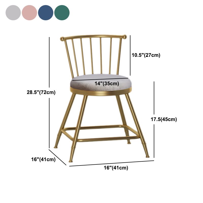 Nordic Armless Backrest Counter Stool Iron Dessert Shop Bar Stool with Pedal and Cushion