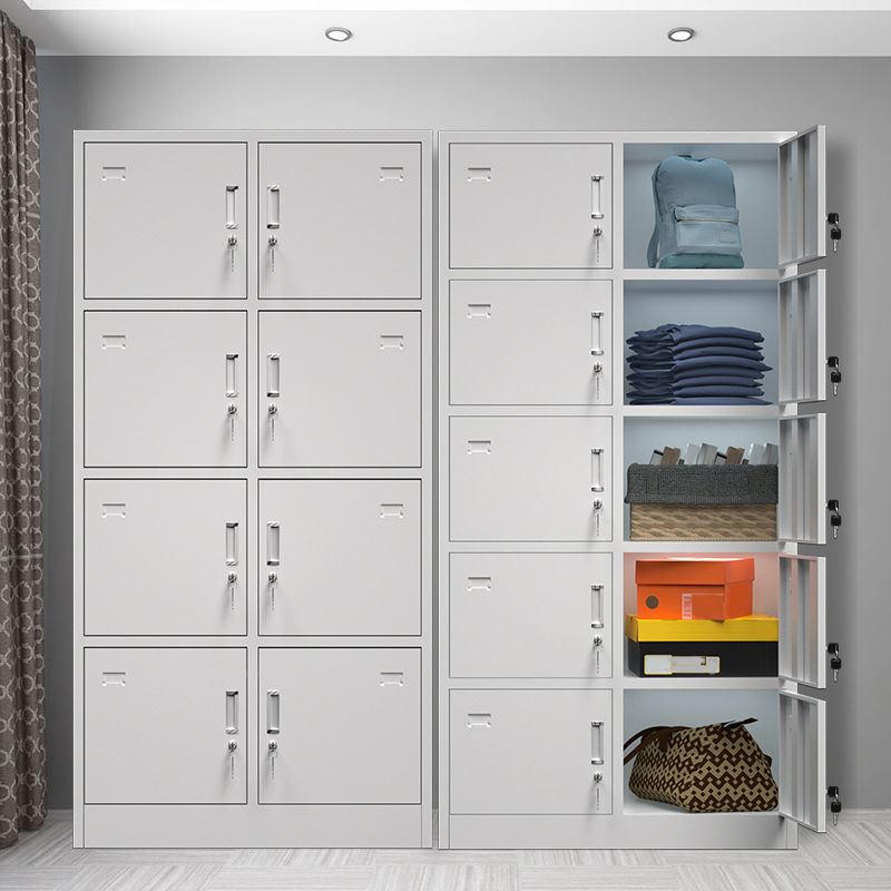 Modern Grey Storage Cabinet with Hinged Door Metal Cabinet for Bathroom