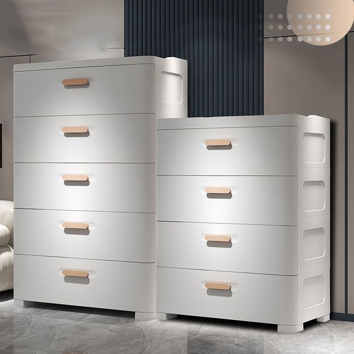 Contemporary Vertical Plastic Kids Nightstand with 5 Drawers for Bedroom