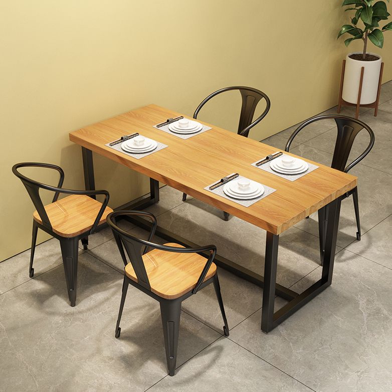 Industrial Style Solid Wood Top Dining Table with Rectangle Dinette Set with 4 Legs Table