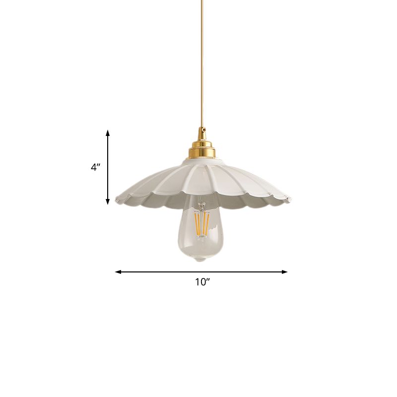 1 Bulb Pendant Lighting Fixture Industrial Flared Black/White Finish Metal Hanging Ceiling Lamp