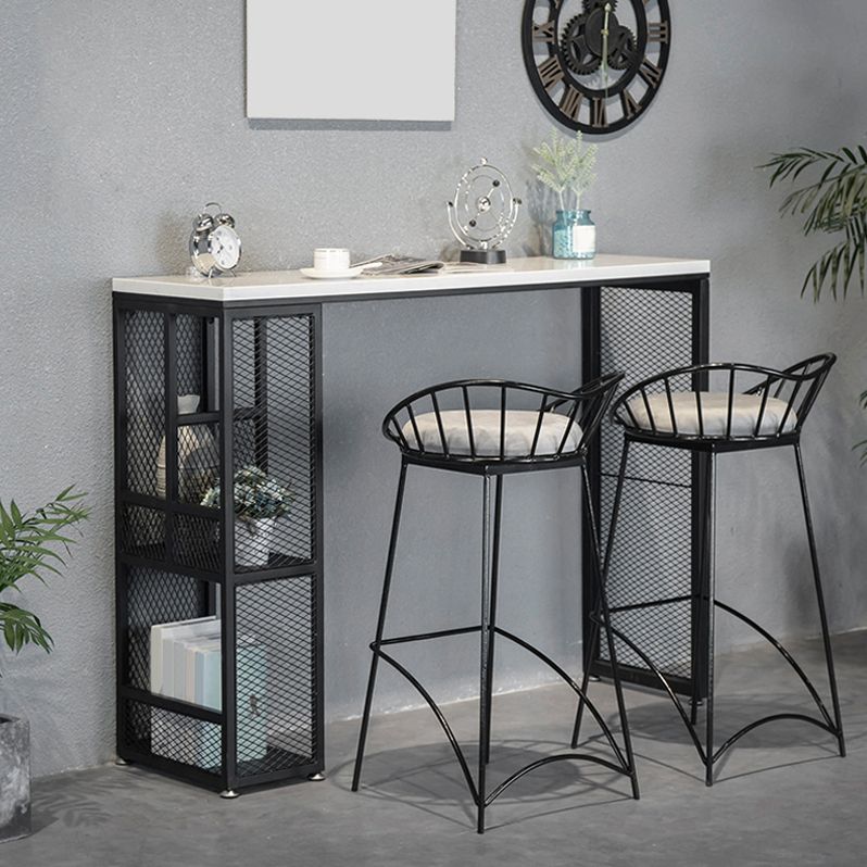 Indoor Rectangle Bar Pub Table Set 1/2/3/5 Pieces with Storage Metal Pub Set