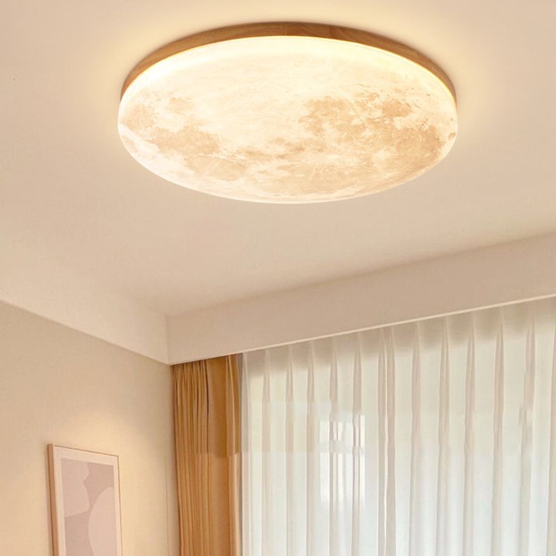 Japanese Style Wooden Ceiling Light Round Shape Ceiling Lamp for Living Room
