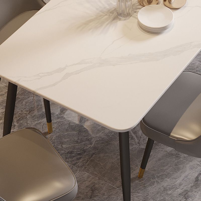 Rectangle Black Base Dining Table Modern Stone Table for Living Room