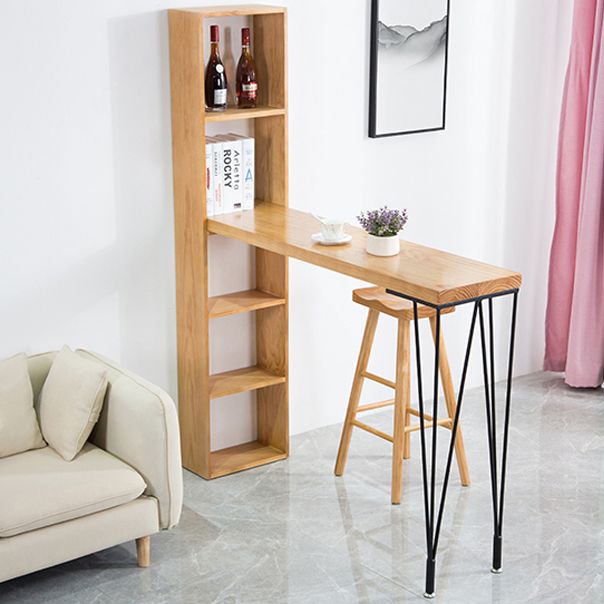 Modern Wood Natural Bistro Accent Dining Table Rectangle Bar Table wit