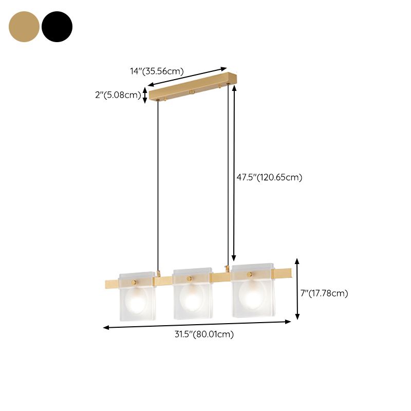Multiple-Light Rectangular Island Pendant Modern Glass Island Lighting