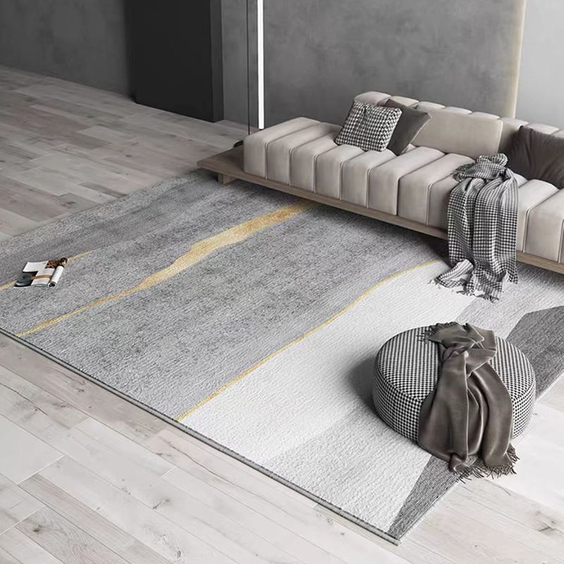 Pewter Modern Carpet Polyester Graphic Carpet Stain Resistant Carpet for Living Room