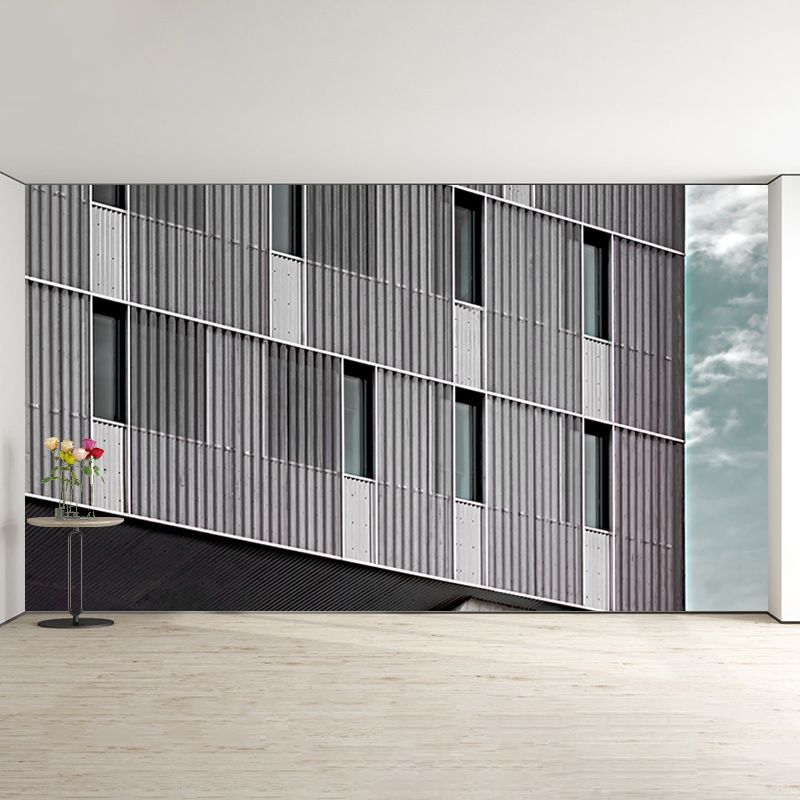 Simple Urban Architecture Wall Covering for Meeting Room, Stain Resistant