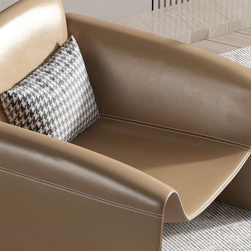 Modern Round Arms Barrel Chair Fixed Back Barrel Accent Chair for Bedroom