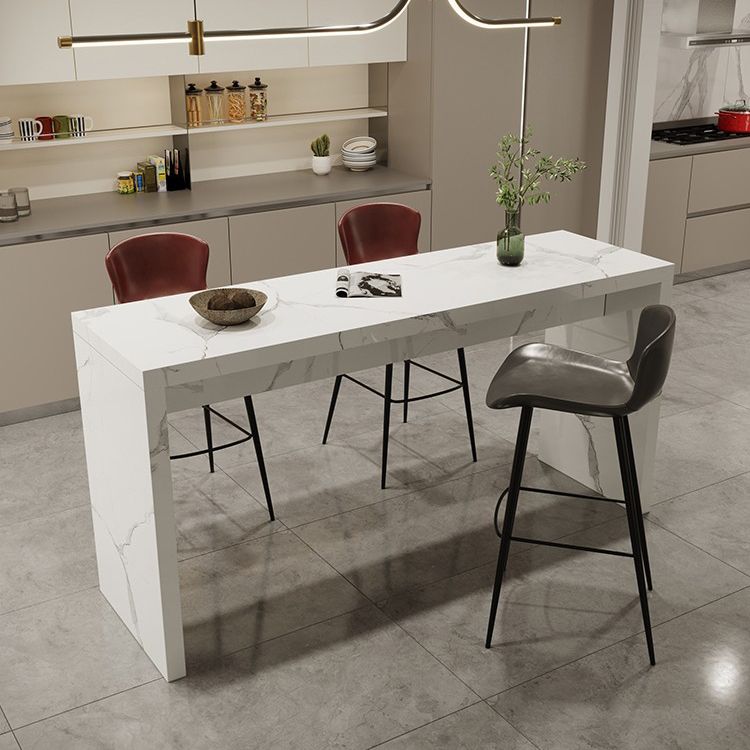 Contemporary Living Room Rectangle Double pedestal Bar Dining Table