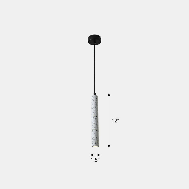 Tube LED Pendant Spotlight Minimalist Terrazzo Dining Room Hanging Ceiling Light