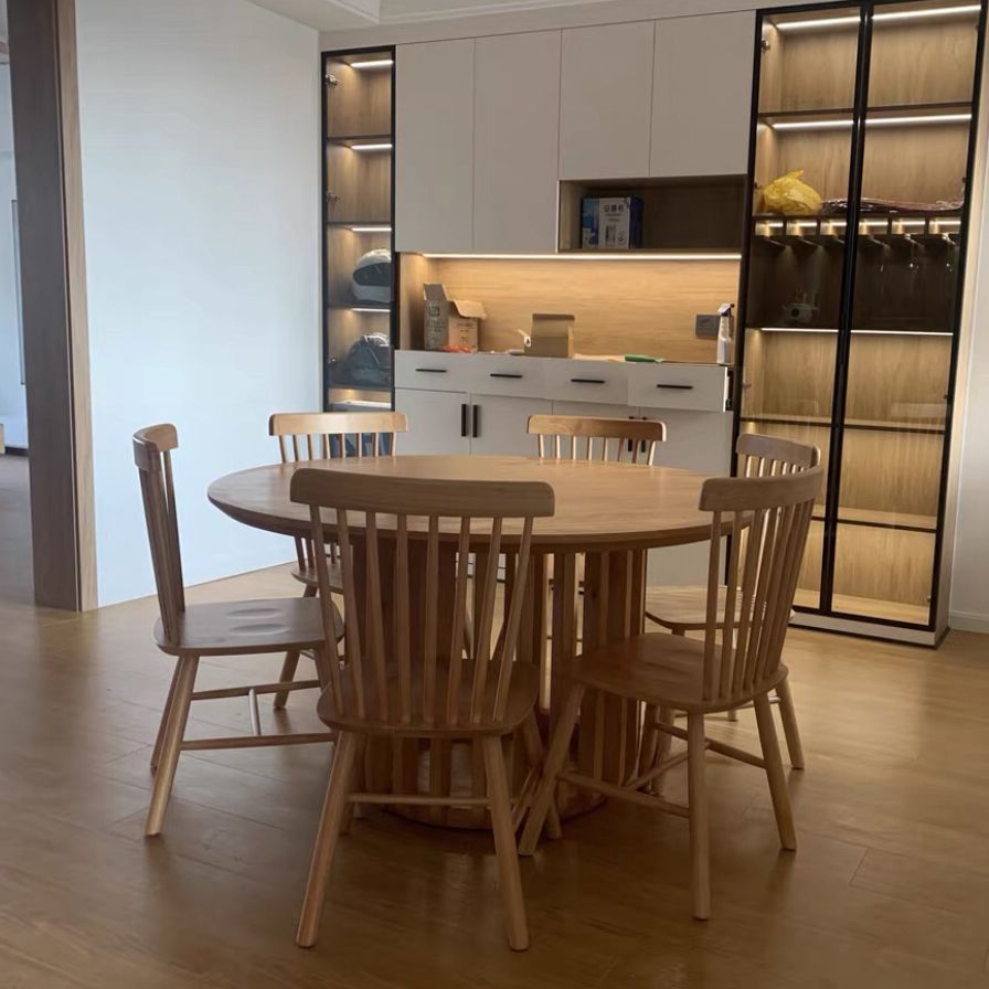 Runder massives Holzbrauner Ton Esstisch Einfachheit Sockel für Esszimmer