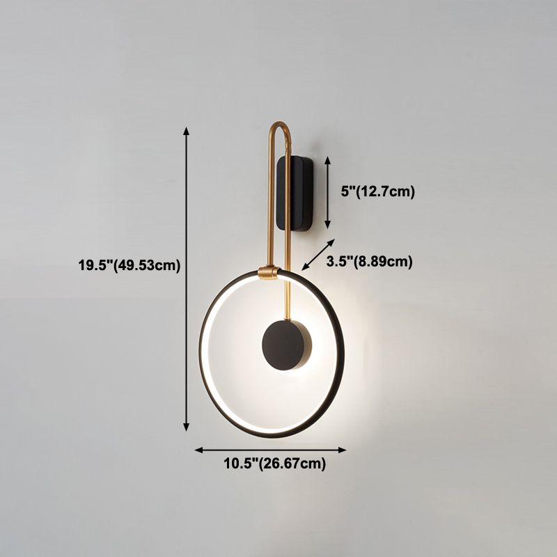 Metal Round Wall Mounted Lamps Modern Style 1 Light Wall Lighting Fixtures