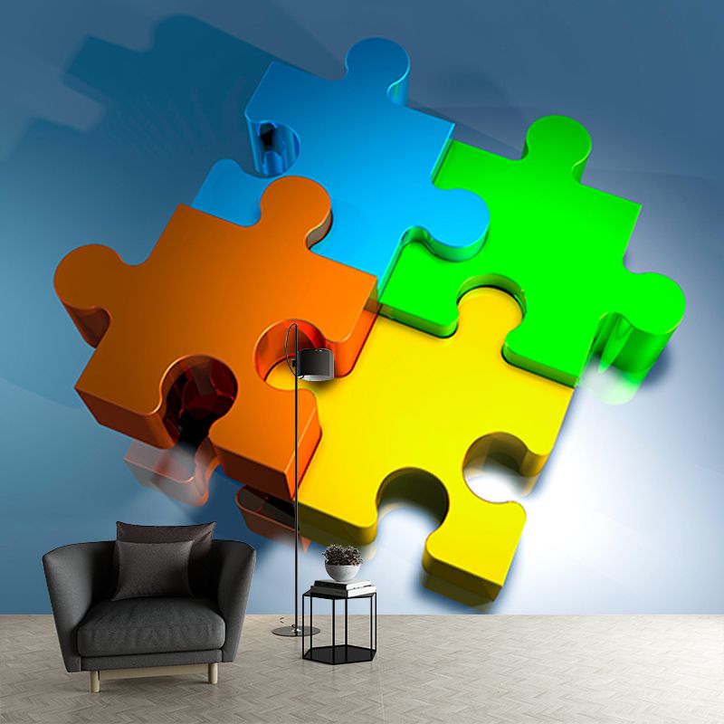 Puzzle Print Environment Friendly Wall Mural Novelty Style 3D Optical Illusion Wall Mural