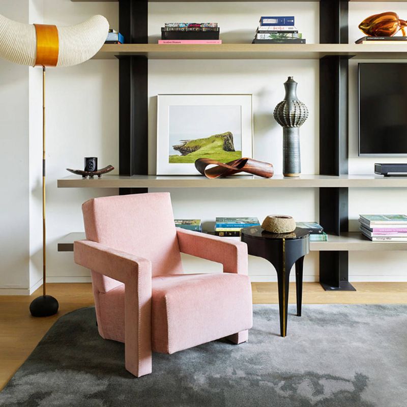 Contemporary 27.56"Wide Velvet Fixed Back Sponge Square Arm Chair