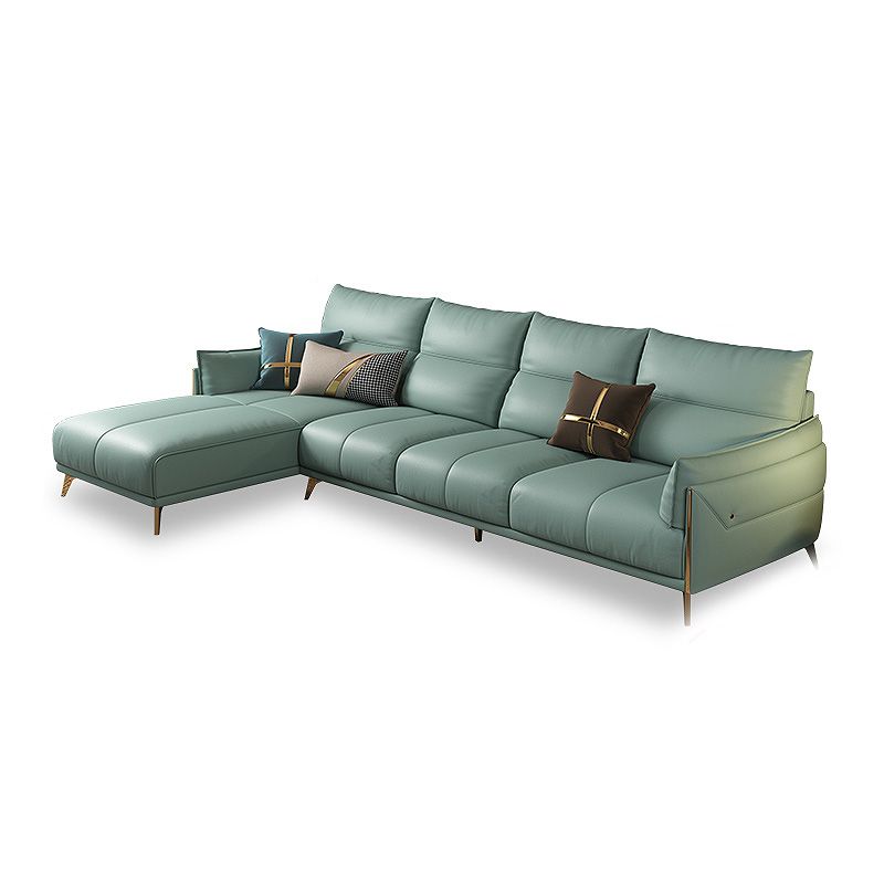 Green Modern Genuine Leather Cushion Back Sofa/Sectional with Wear-Resisting
