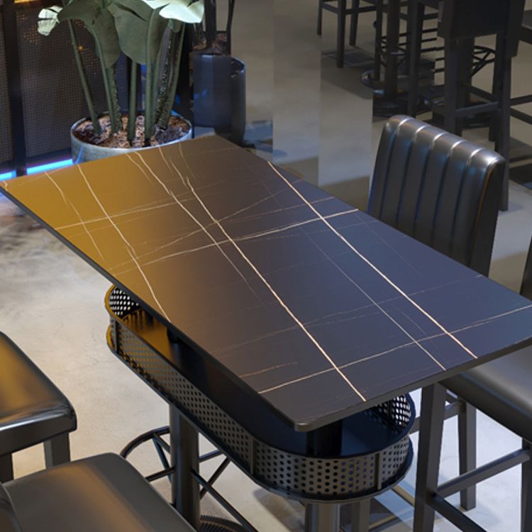 Industrial Style Bar Height Table Cafe Bar Dining Table with Storage