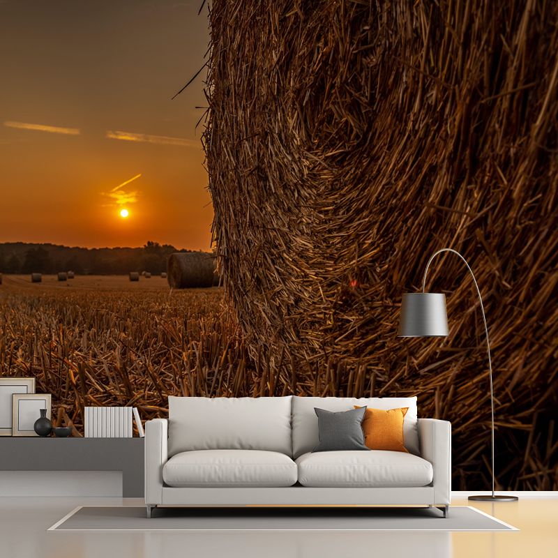 Straw Bale Mural Decal Wall Decor Mildew Resistant for Living Room