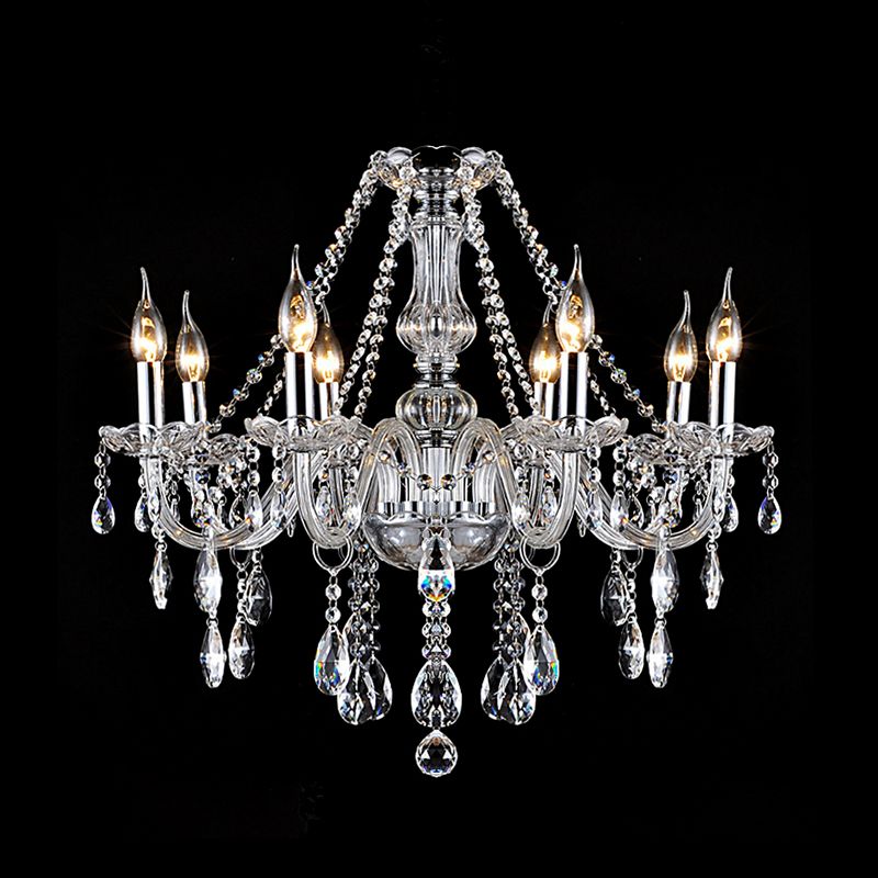 Clear Crystal Candelabra Chandelier Light Modern 6/8 Lights Hanging Ceiling Light for Living Room