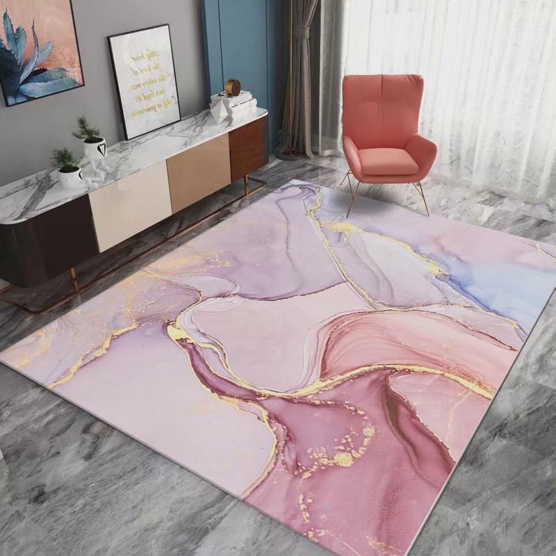 Purple Modern Carpet Polyester Graphic Carpet Washable Carpet for Living Room