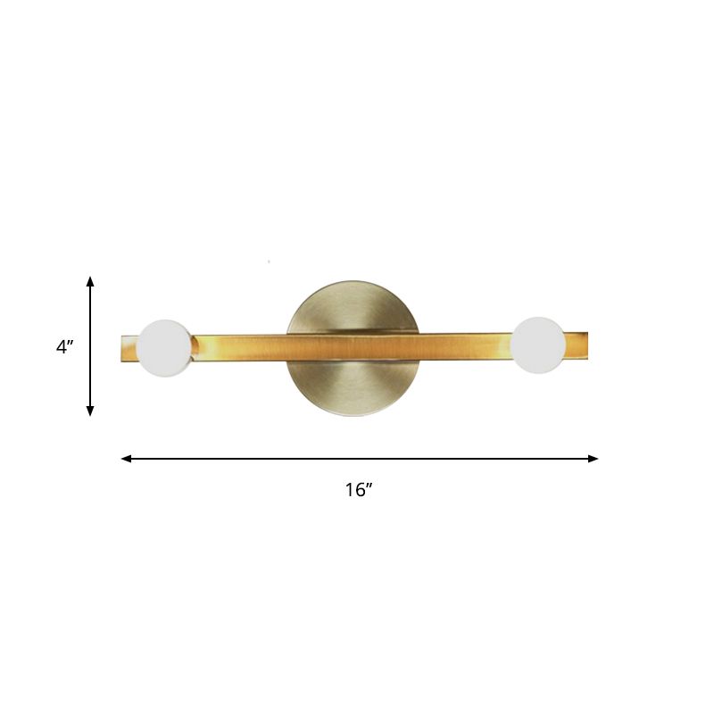 Metallic Linear Vanity Sconce Light Minimalist 2 Bulbs Wall Mounted Lamp Fixture in Gold