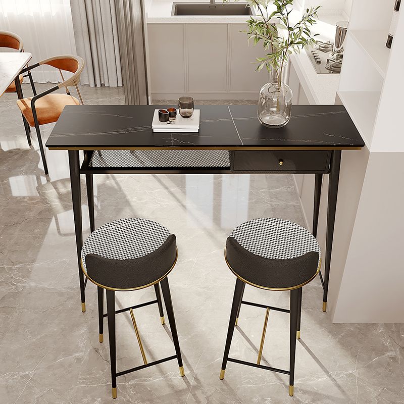 Industrial Marble Pub Table with Rectangle Table Top Legs Table - 41.3" H