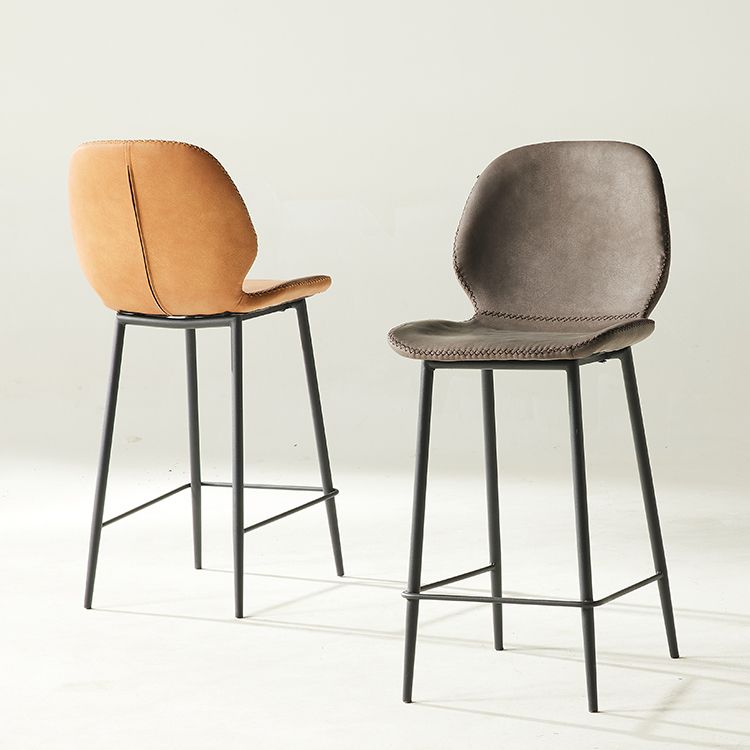 Modern Style Backrest Metal Counter Stool with Leather Cushion