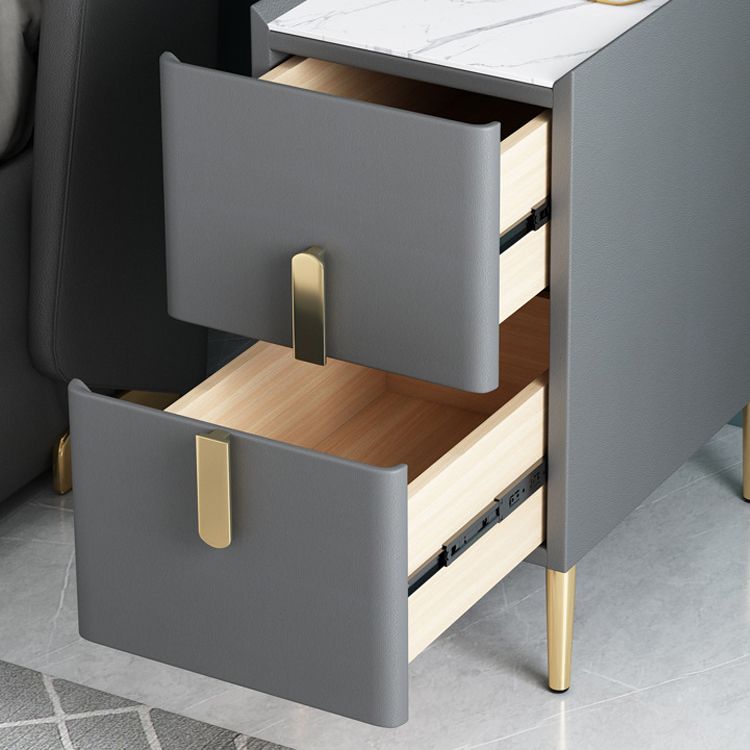 21.65" Tall Glam Bedside Cabinet Solid Wood Night Table with Drawers