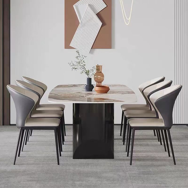 Modern Rectangle Table Sintered Stone Dining Table with Metal Legs