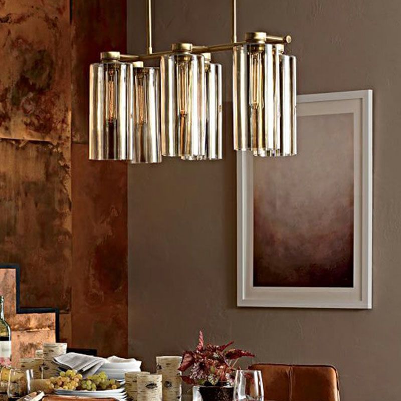 Tubular Island Ceiling Light Post-Modern Glass Dining Room Suspension Pendant Light