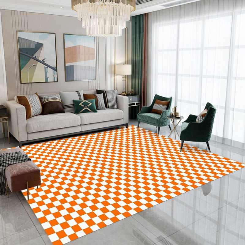 Checkered Geometric Style Rug Indoor Rug Easy Care Pet Friendly Machine Washable Carpet