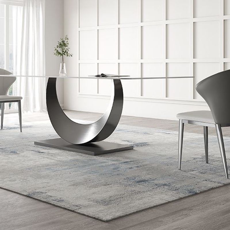 Contemporary Style 1/3/4/5/6/7/8 Pieces Dining Set Stone Rectangle Furniture in White