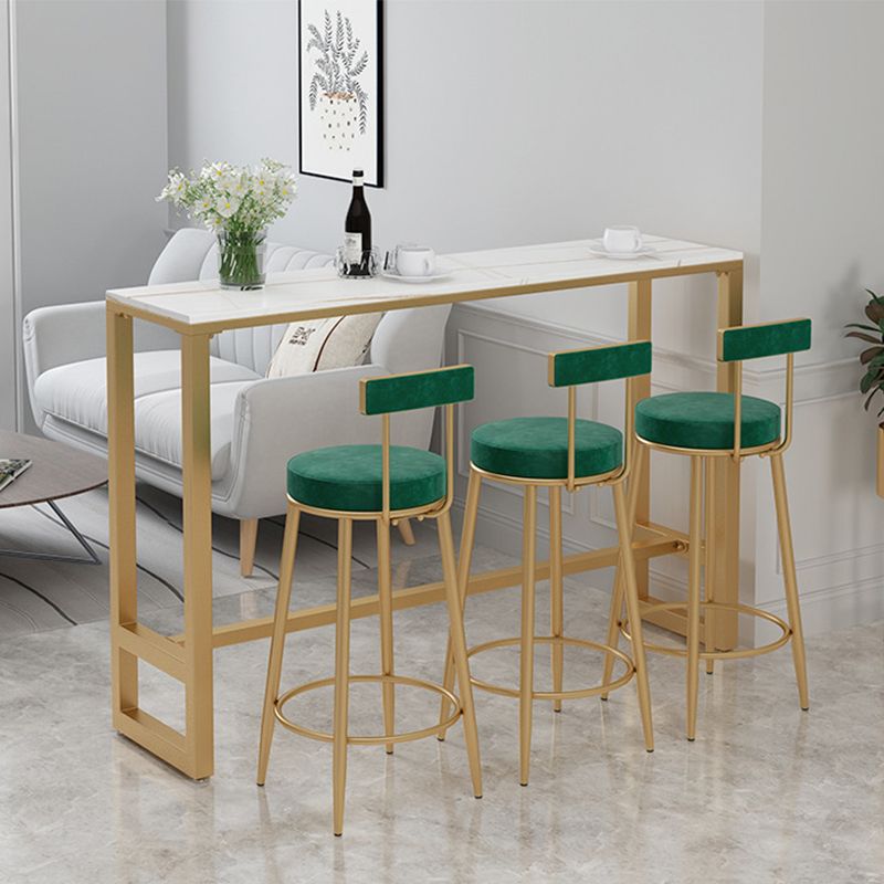 Modern Bar-height Table Faux Marble Top Bistro Pub Table with Metal Base