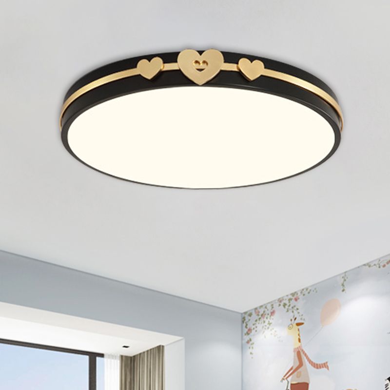 Noordse cirkelvormige spoellamp Acryl LED Slaapkamer Spoelverlichting in wit/zwart/grijs met goud liefdevolle hart deco