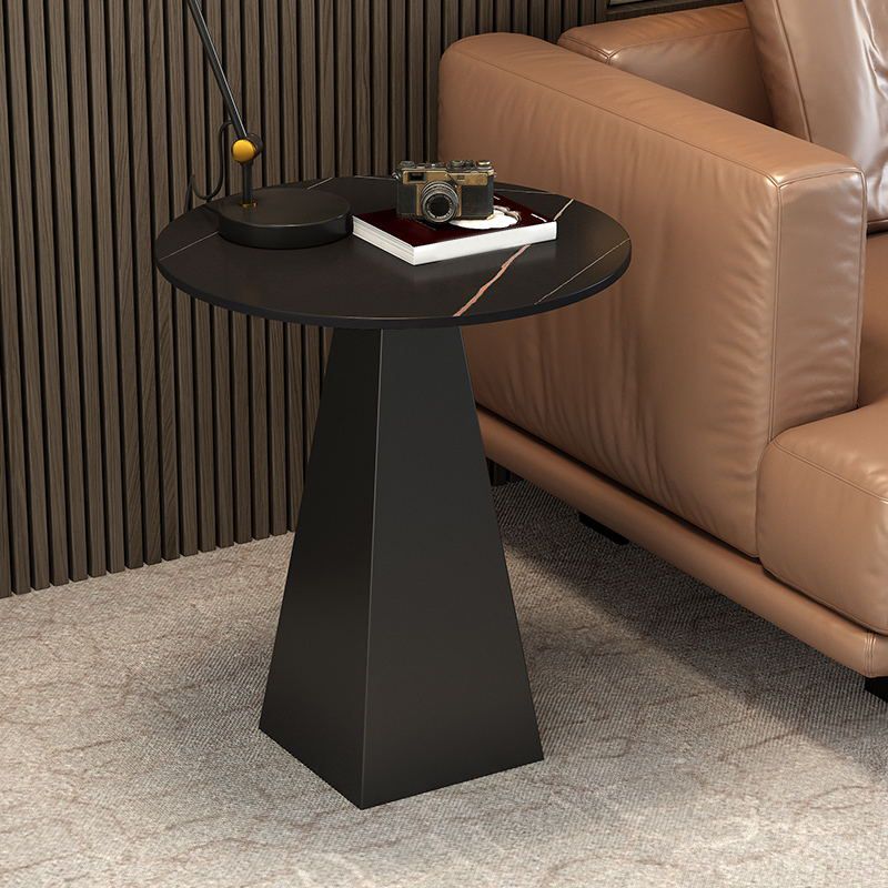 19.6"/23.6" Wide Modern Slate Round Side Table Pedestal End Table